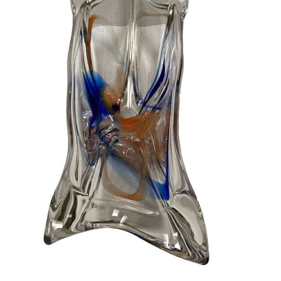 Retro Vintage Max Verboeket MCM Art Glass Fishtail Bowl Danish Signed 5x18 - Picture 6 of 9